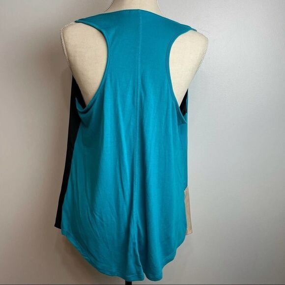 Allen B Blue Black Cream Color Block Sleeveless Round Neck Blouse size XL - Picture 4 of 9